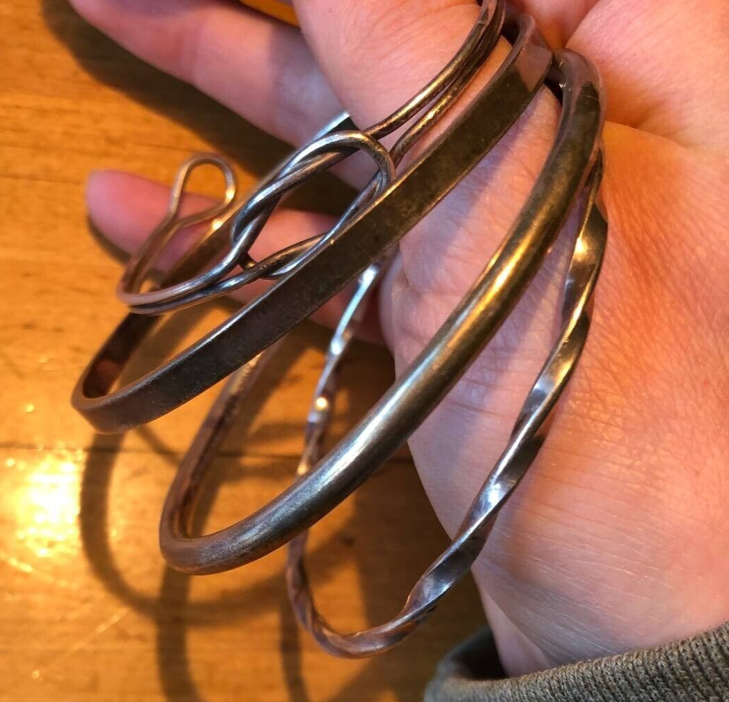 Four Sterling Silver Bracelets Solid 925 Vintage … - image 2