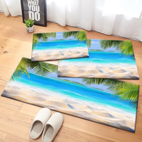 Tropical Sand Beach Palm Leaves Paradise Island Area Rugs Door Bedroom Floor Mat - Bild 4 von 12