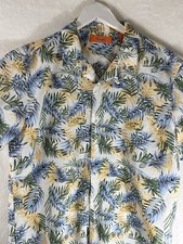 Newport Isle Shirt Men  s Button Down Size L Short Sleeve Leaf Multi Summer Poly