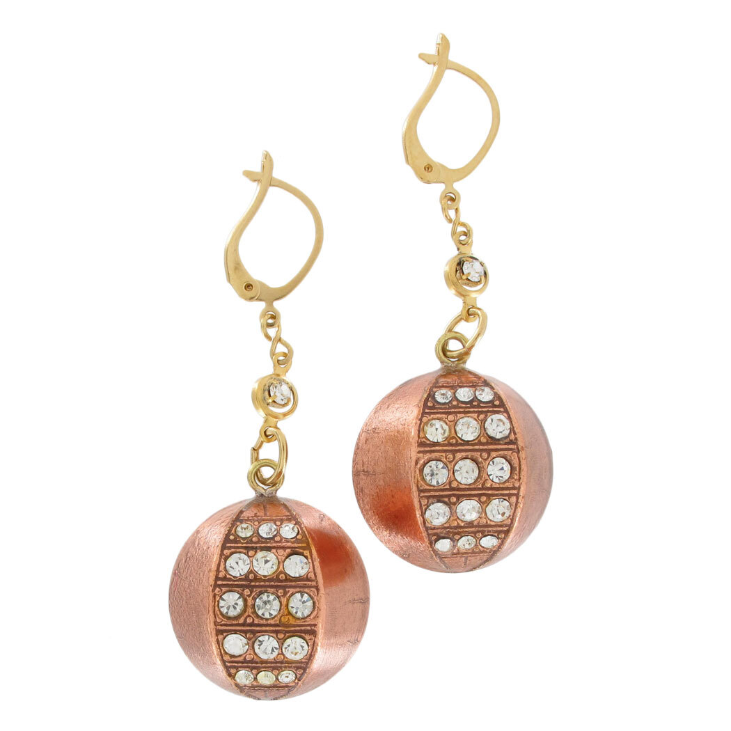 Vintage Luigi Briglia Italy Dangle Drop Earrings Gold Tone Copper 