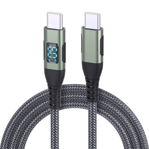 USB C to USB C Cable 6A PD 100W Fast Charging Cord LED-Display Type C Charger - Picture 7 of 12