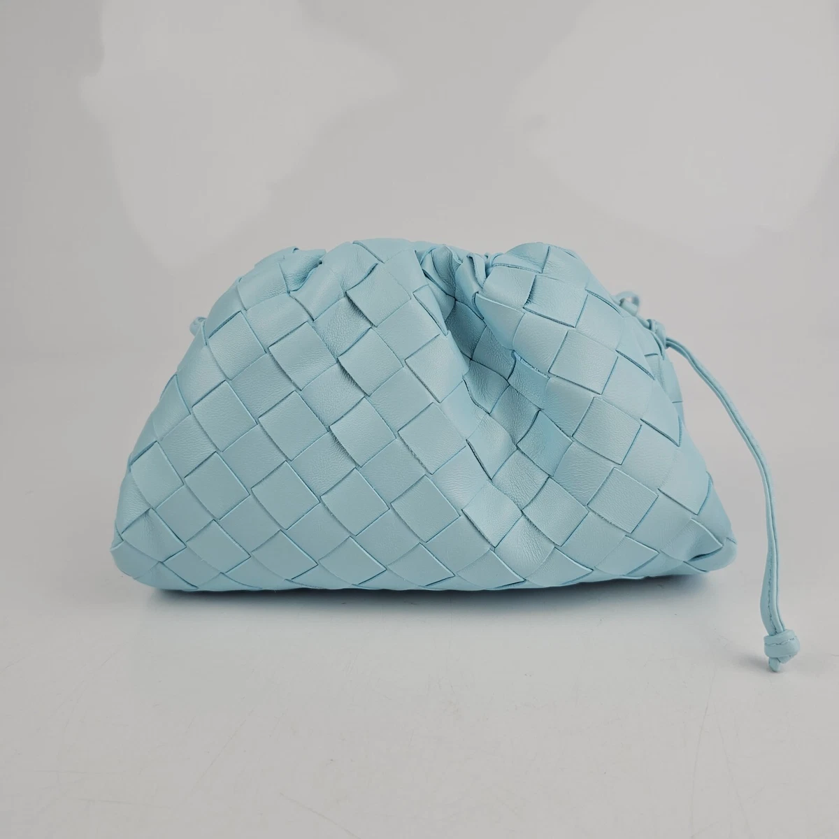 Pouch Mini Intrecciato Leather Clutch in Blue - Bottega Veneta