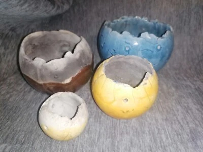 Lot 4 Photophores Boule en Ceramique Dont 3 A Suspendre - Photo 1/4