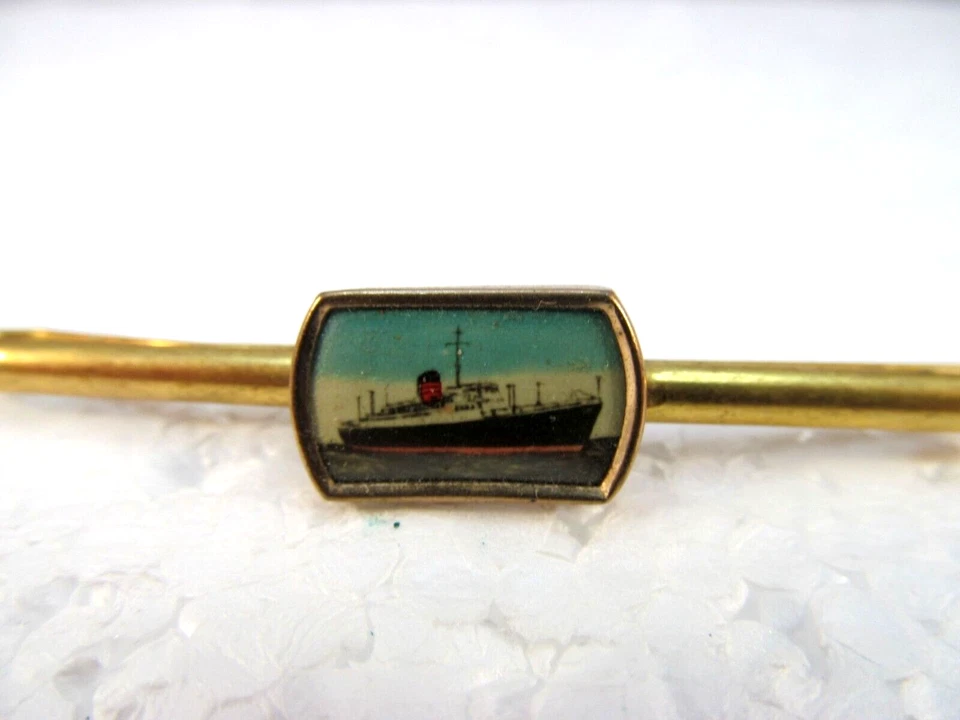 Clip de corbata de crucero náutico imagen miniatura de latón vintage Foto 2 de 4