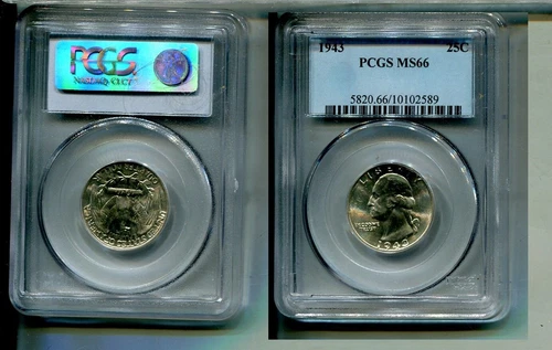 1943 P WASHINGTON SILVER QUARTER COIN PCGS MS66 2759S