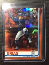 2019 Topps Chrome Rookie Luis Urias Variation Orange Refractor /25 Brewers Ssp