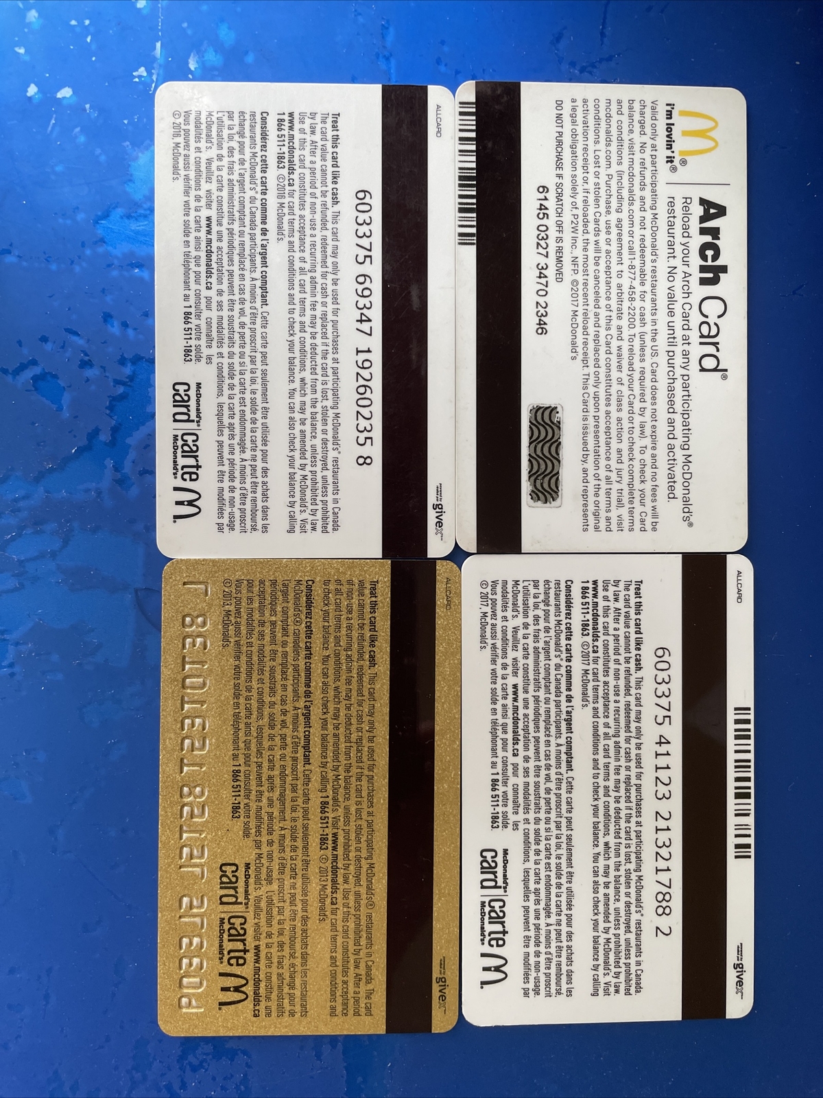 Collection Of 4 Mcdonald's Gift Cards 2017-2018 | Ebay