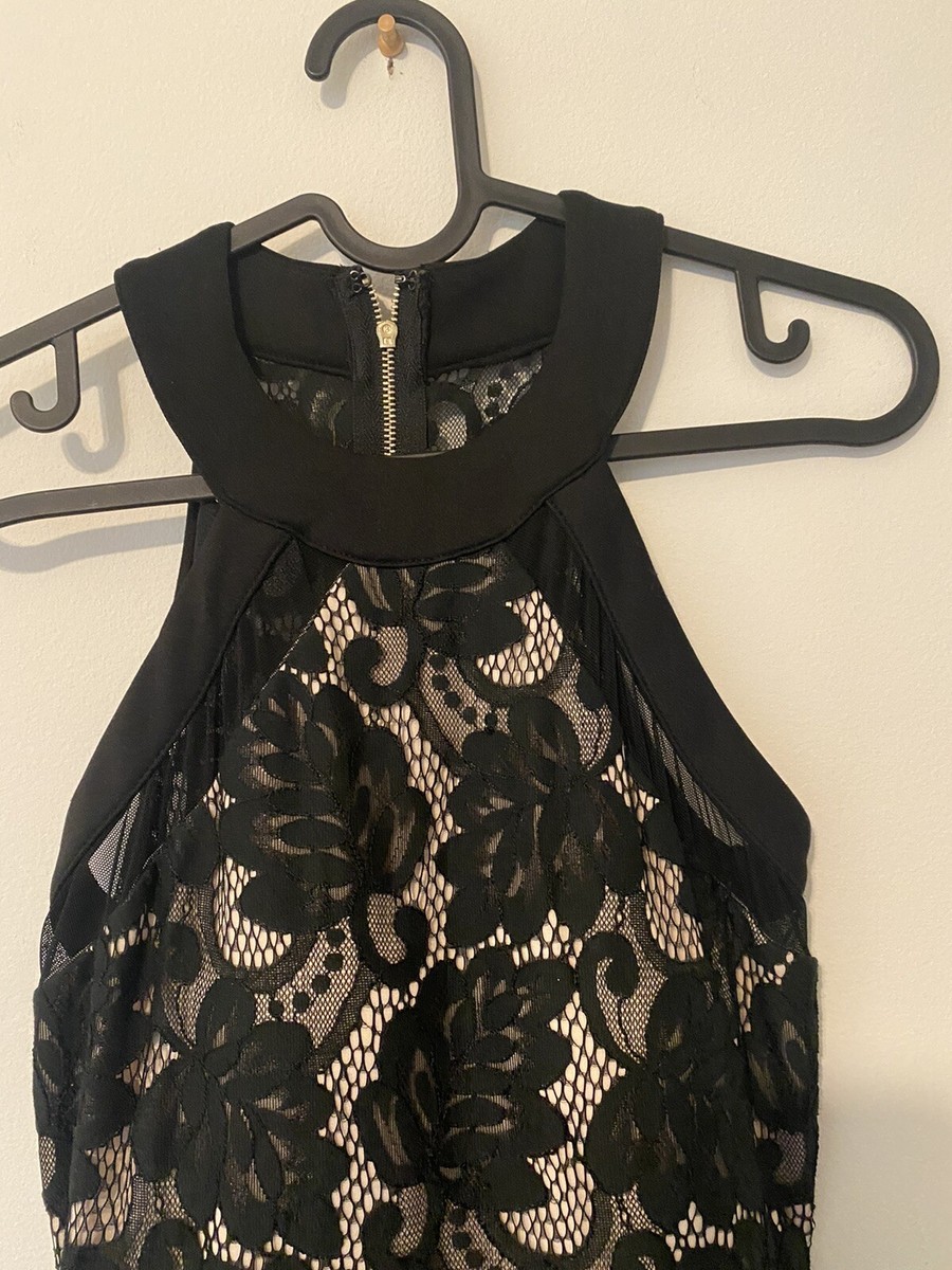 Lace DRESS Windsor black lace high neck layered mini dress women's S NWT.  Prom | eBay