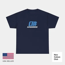 alphanumeric skateboards a# 1998 Vintage Logo Blue Classic Skate TShirt Print