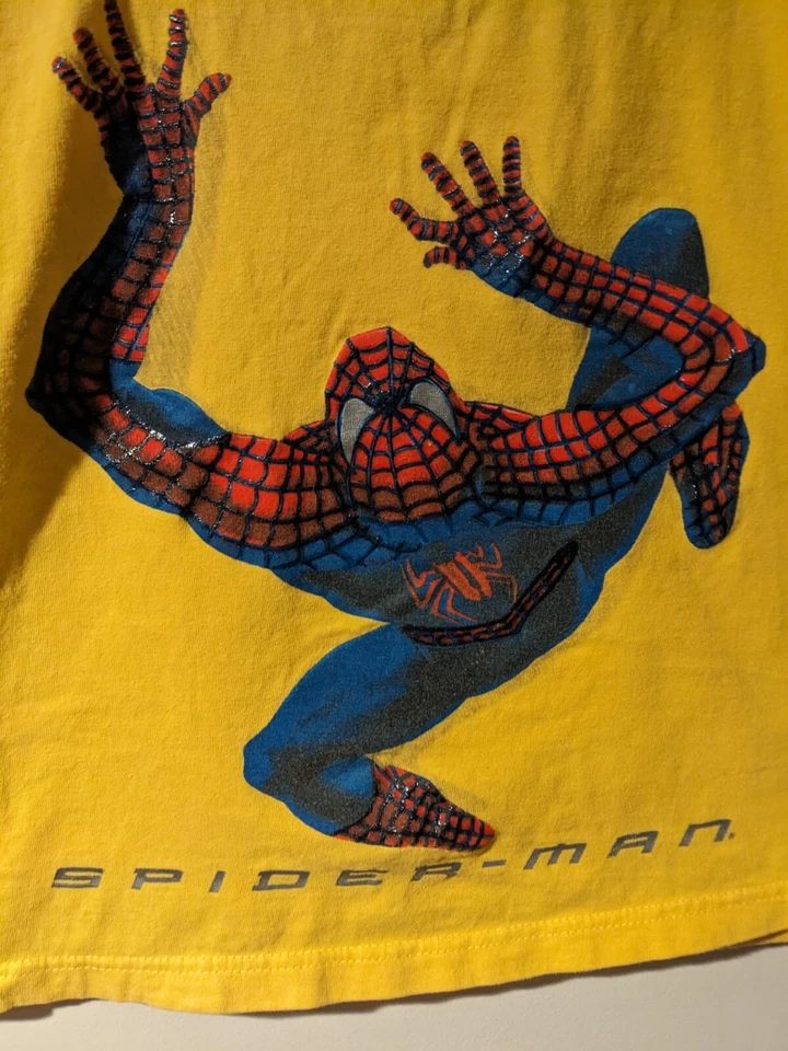 Camiseta amarilla grande vintage 2002 Spider-Man Marvel cómic película promoción juvenil Foto 2 de 4