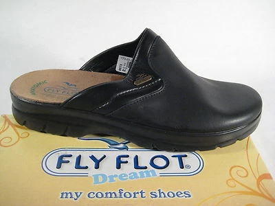 Fly Flot Herren Clogs Pantoletten Pantoffel Hausschuhe Schuhe schwarz Leder - Bild 1 von 4