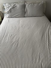 Queen Duvet Cover Set Gray White Striped with Matching Pillowcases