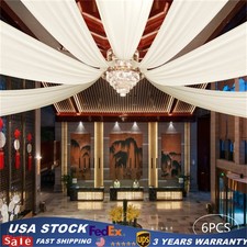 6PCS 5x30FT Ceiling Drapes Ceiling Draping Backdrop Curtains for Party Wedding
