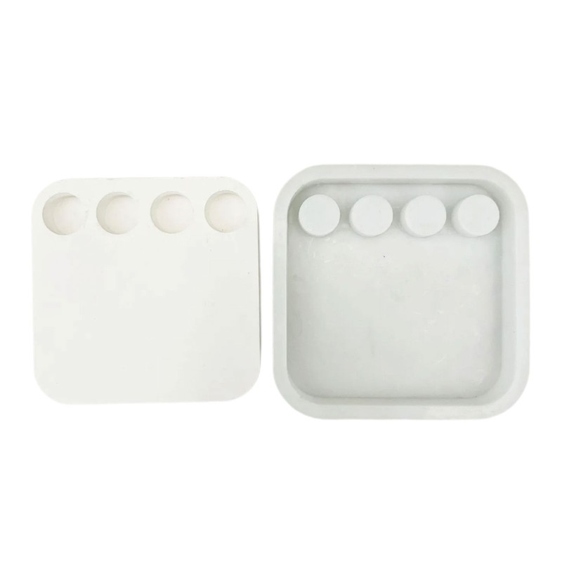 4-Hole Square Silicone Candlestick Mold for Resin Crafting