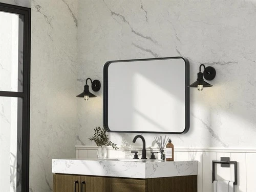 Elegant Decor Contour Metal Rectangle Mirror 22X30" Black - Picture 7 of 11