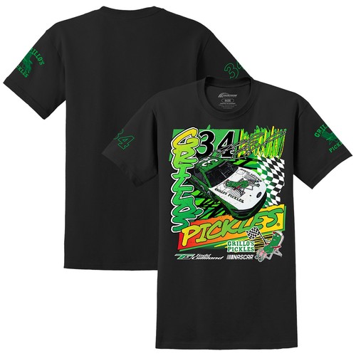 Men's Front Row Motorsports Black Todd Gilliland Grillo's Pickles Car T-Shirt - Picture 1 of 3