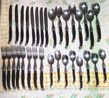 Laguiole Heritage By Flying Colors Stainless Steel Black Handle Serv. for 8 -32p