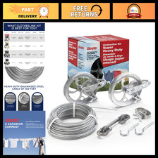 Outdoor Heavy Duty Clothesline Kit - 150ft Galvanized Wire, Pulley, Winch, Hooks