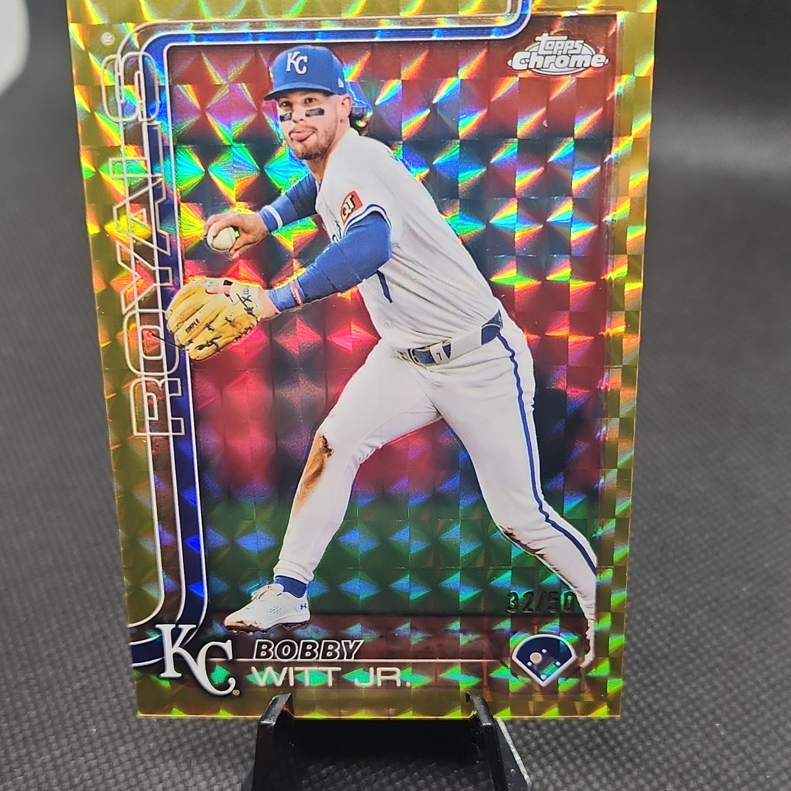 2025 Topps Chrome Bobby Witt Jr. Gold Geometric Refractor 32/50 #93 Royals