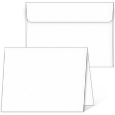 Blank Cards and Envelopes 5x7, 25 Pack White Invitation Cardstock with
