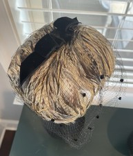 Vintage Womens Union Made USA Feather Cocktail Hat w Veil 1950s 1960s Fascinator