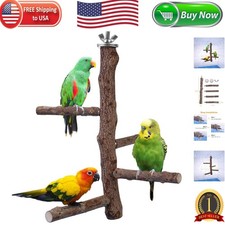 Multi-Bird Natural Wood Perch Toy - Perfect for Cockatiels, Macaws, and Finches