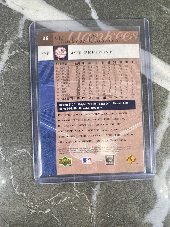 2004 Upper Deck Yankees Classics - Joe Pepitone 49/99 #38 - Image 2 of 2
