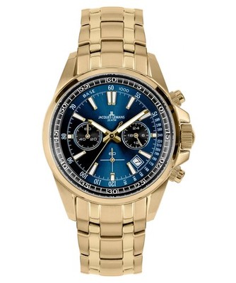 JACQUES LEMANS Herrenuhr Chronograph Liverpool Goldfarben/Blau Chrono 1-2117ZI
