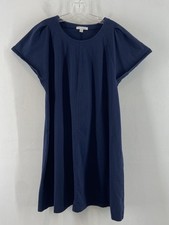 Free Assembly Womens Short Sleeve Navy Blue Cotton Midi A-line Dress Size XL