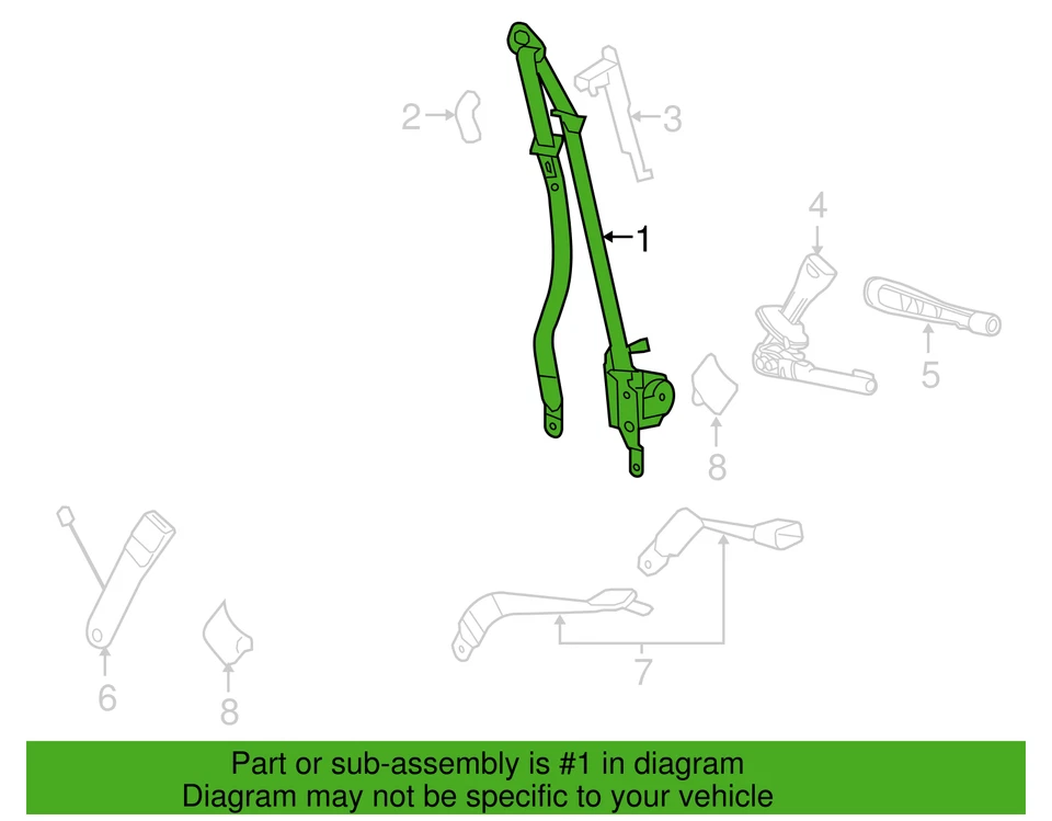 Cinturón de seguridad delantero izquierdo genuino GM Chevrolet Impala 2009-2012 con retractor 19259190 Foto 4 de 4