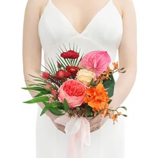 1Pc Tropical Flowers Wedding Bouquets for Bridesmaids Bride Orange Pink Bride...