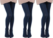 EVERSWE 3 Pairs Pack Girls Microfiber Tights Multiple Colors 8-10 Years, Navy 