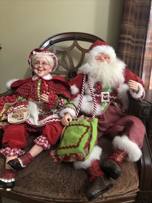 Rare Vintage Sitting Santa  & Mrs Claus Winward 30  Still Have Tags On Greatcond