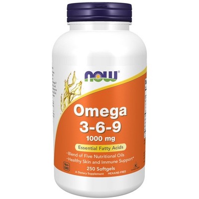 NOW Foods Omega 3-6-9 1000 mg 250 Weichkapseln, essentielle Fettsäuren, Haut, USA*