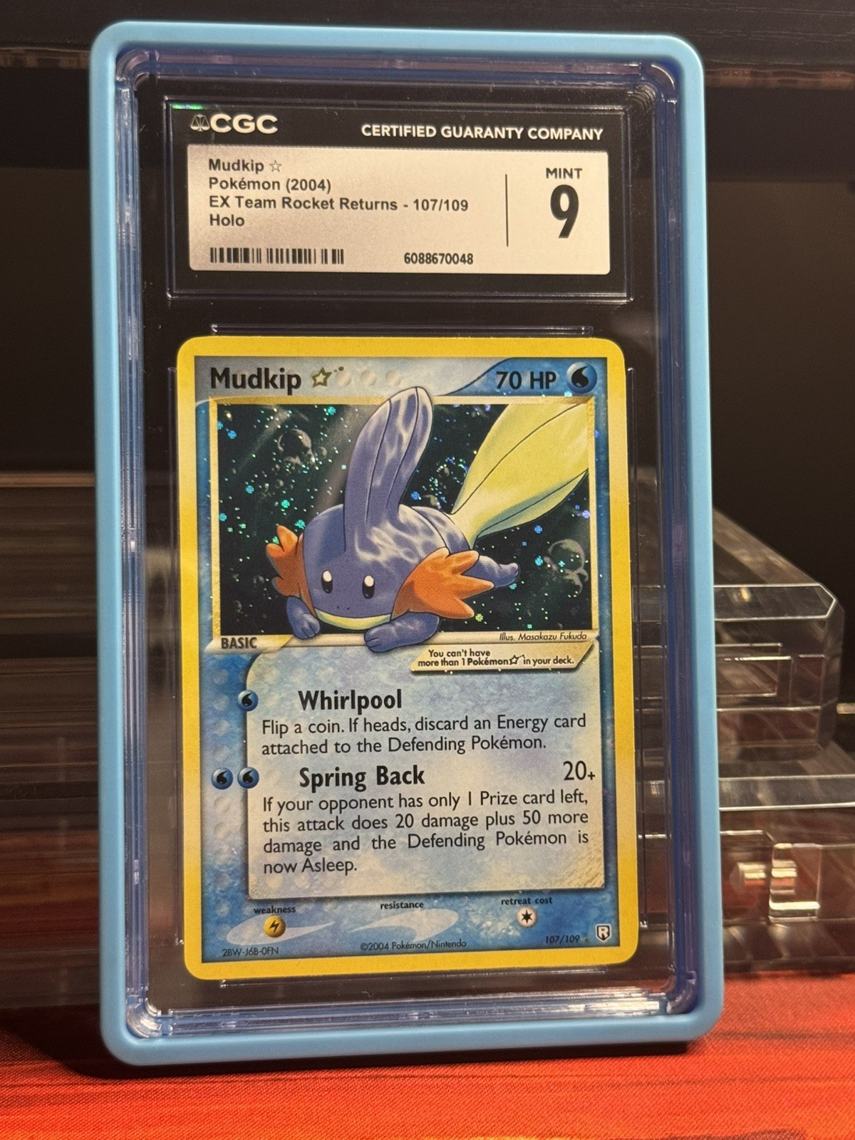 SWIRL CGC9 Mudkip Gold Star Holo 2004 Pokemon EX Team Rocket Returns #107 Mint