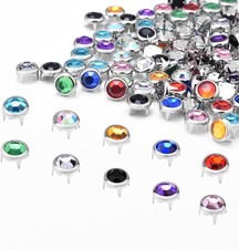 200Pcs 8Mm Rhinestone Studs round Rivets Punk DIY for Clothing Shoes Bags Belt S