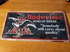 Vintage Budweiser King Of Beers License Plate - Still Cares About Quality - NOS — photo 1