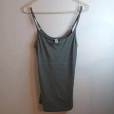 Flexees Tank Top Cami Womens XL Dark Gray Adjustable Spaghetti Straps Soft Yoga