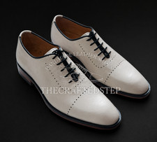 Classy Handmade Men white Party Shoes, Men white leather formal shoes