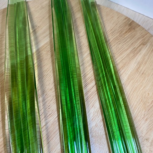 Tres hojas de vidrio artístico vintage hoja verde tallo largo flor de vidrio 19,5"" verde - Imagen 4 de 10