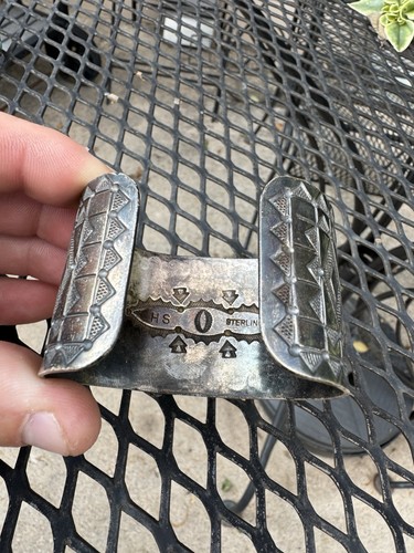 Vintage Native Made Sterling Cuff Watch Bracelet Timex Signed HS FREE SHIPPING - Picture 7 of 18
