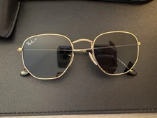 Ray-Ban Hexagonal Flat Gold/Green Polarized 51mm Sunglasses RB3548N 001/58 51-21