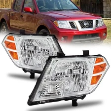 For 2009-2021 Nissan Frontier 4Dr Truck Chrome Headlights Amber Corner Lamps L+R