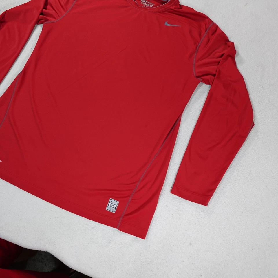 Nike Pro Combat Dri FIT Long Sleeve Shirt Mens 2XL Red Athletic Fitted XXL Gym - Image 2 of 4