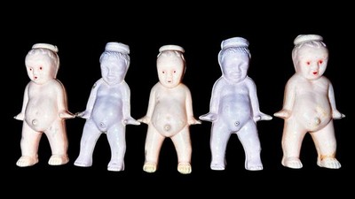 5 Vintage Plastic 1940s  Little Squirt  Pee Dolls No Hats Cake Decorations?