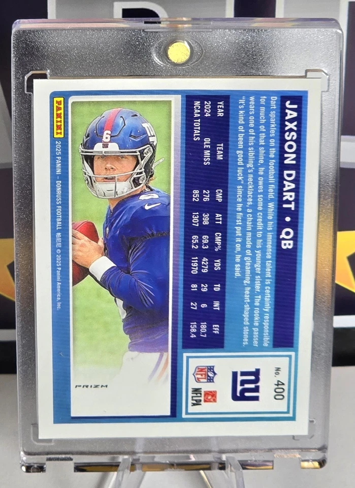 2025 Donruss Football Jaxson Dart Optic  Preview Rated Rookie Red Pandora Giants - Image 2 of 3