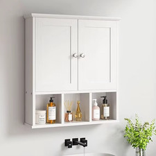Wall-Mounted Bathroom Storage Cabinet with Doors and Shelves, Over-The-Toilet Me