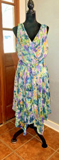 Eliza J Floral Chiffon Maxi Dress Uneven Hemline Size Plus 16 multicolor