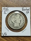 1915 S Barber Silver Half Dollar Very Good VG U.S. 50c Type Coin (Raw16849)