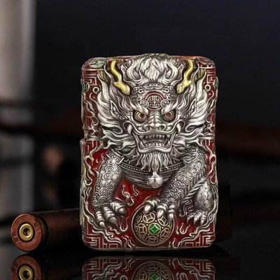 Jacket Illuminous Dragon With Turning Ball Compass Zippo Lighter US Shipping